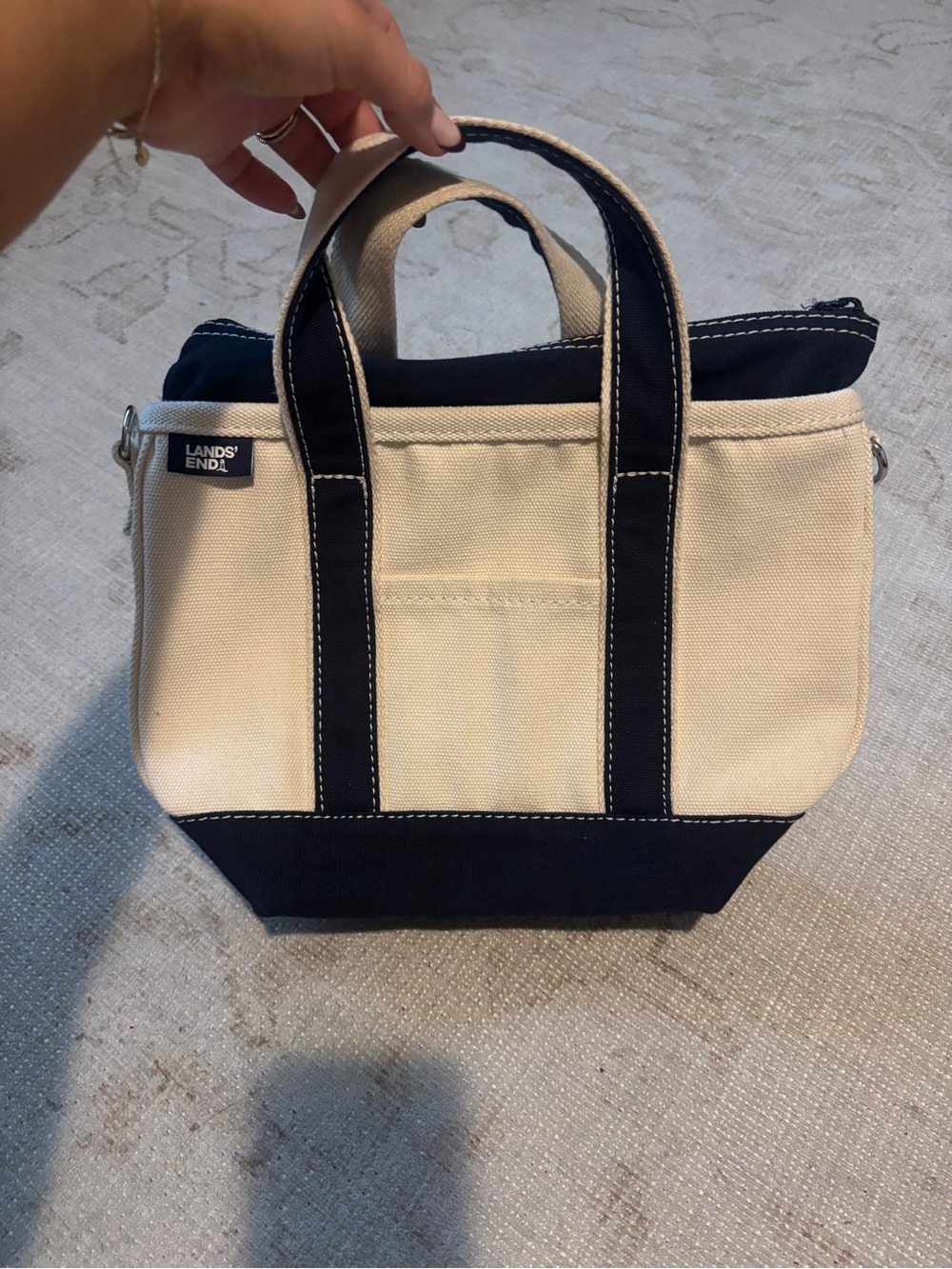 Lands End Mini Zip Top Boat Tote Navy